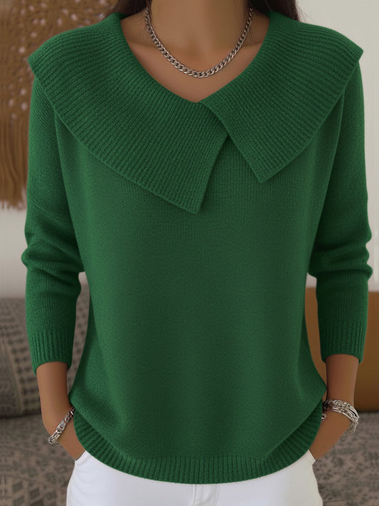 Ilaria Pleated Shawl-Collar Sweater - Green
