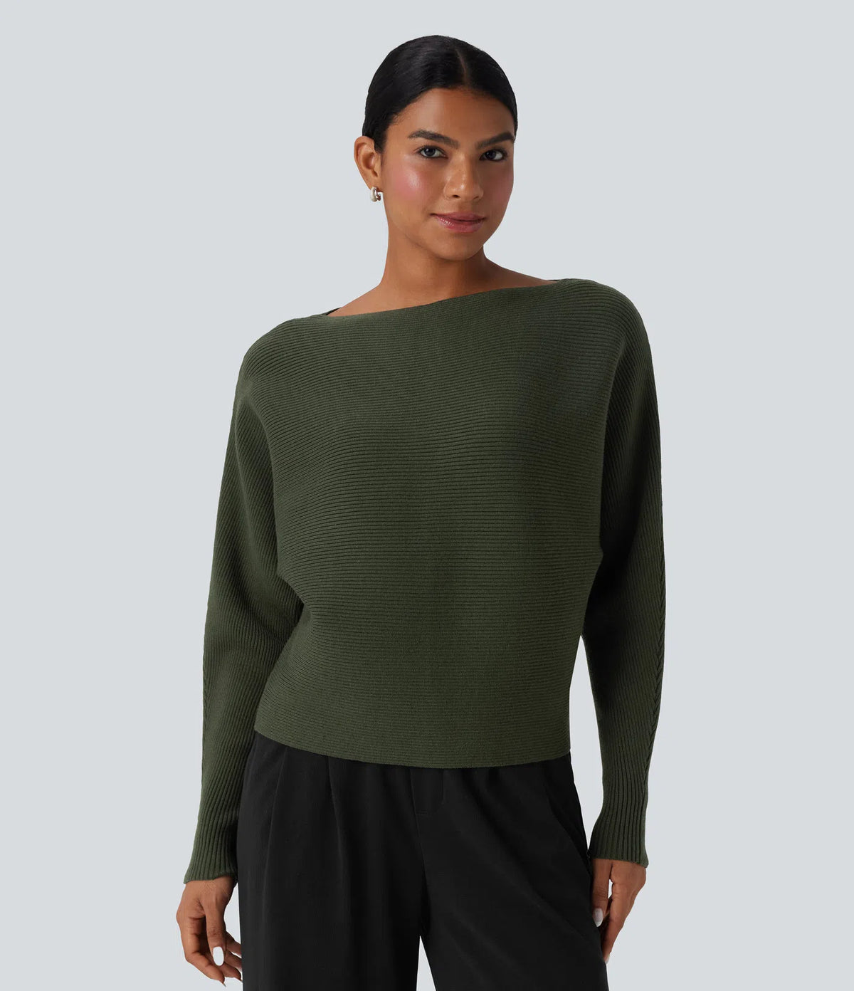 Boat Neck Batwing Sleeve Casual Jumper