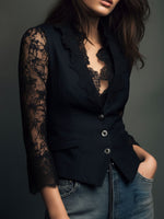 Vittoria Lace-Sleeve Blazer