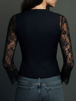 Vittoria lace-sleeve blazer - black, back view