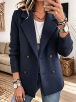 Harlow Knit Sleeve Blazer - Navy