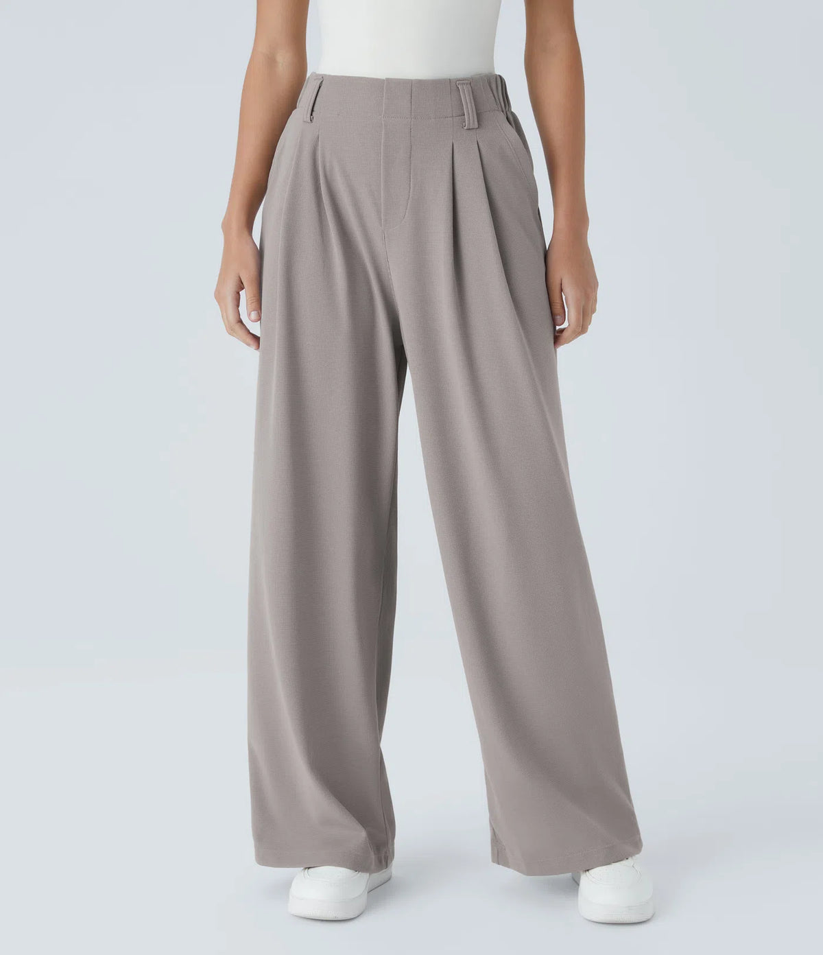 Halara Flex™ High Waisted Pocket Wide Leg Waffle Work Trousers