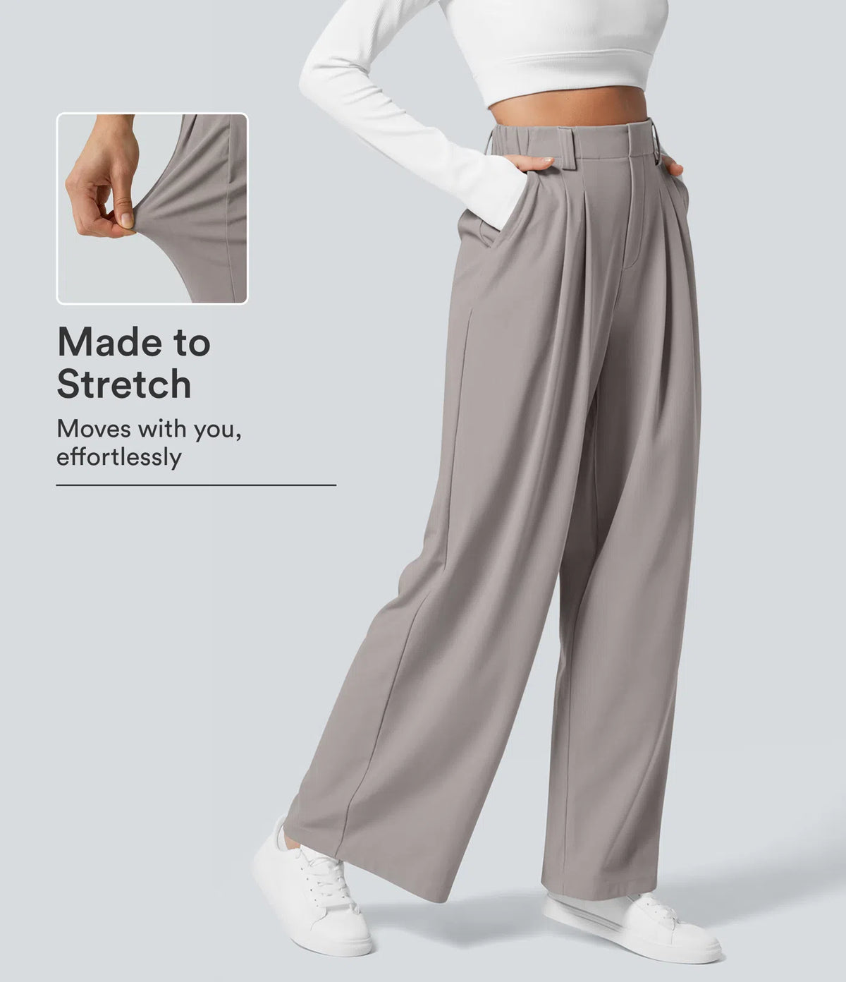 Halara Flex™ High Waisted Pocket Wide Leg Waffle Work Trousers