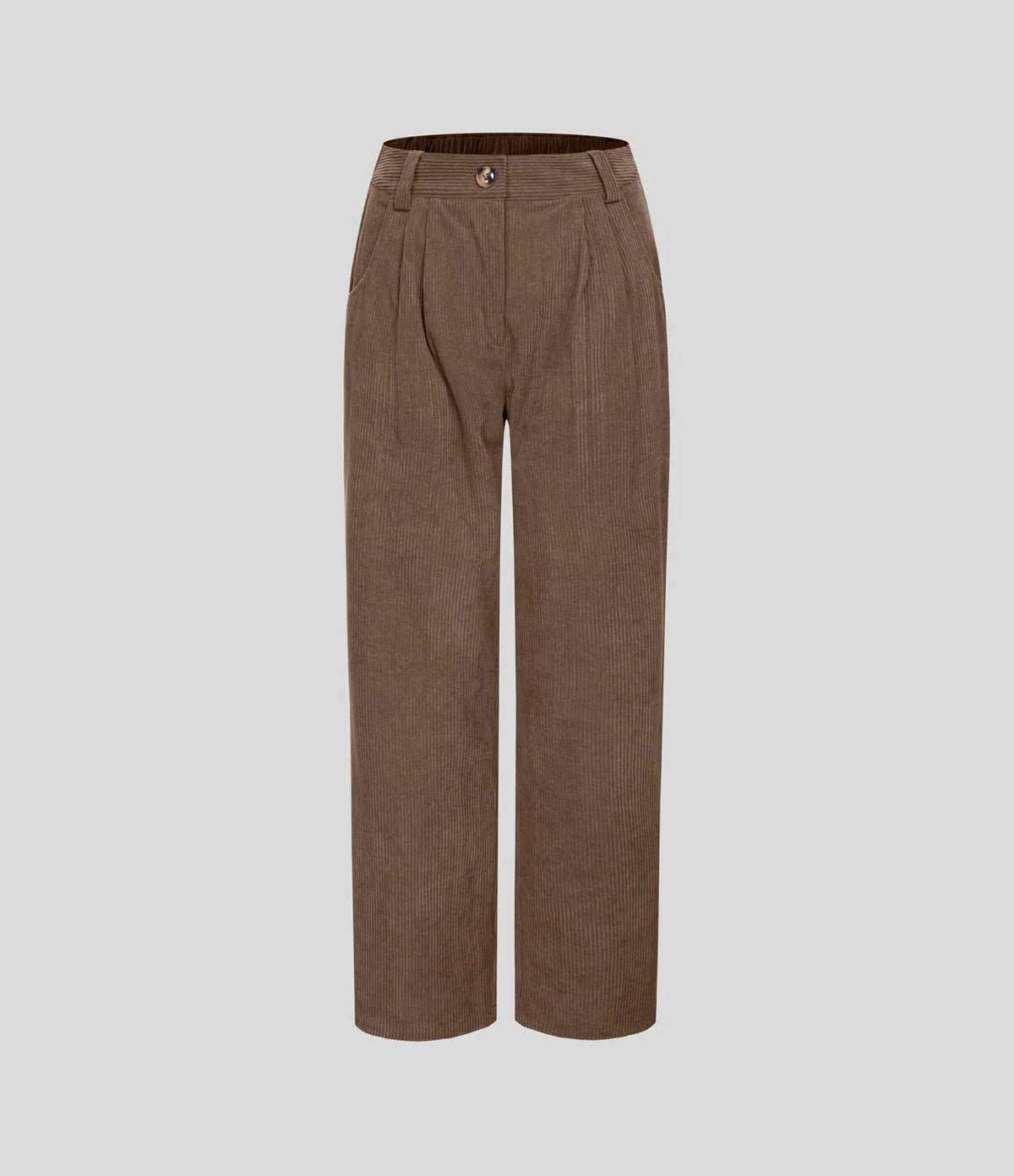 Mid Rise Zipper Pocket Corduroy Casual Trousers