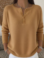 Ombretta Henley Button Sweater - Camel