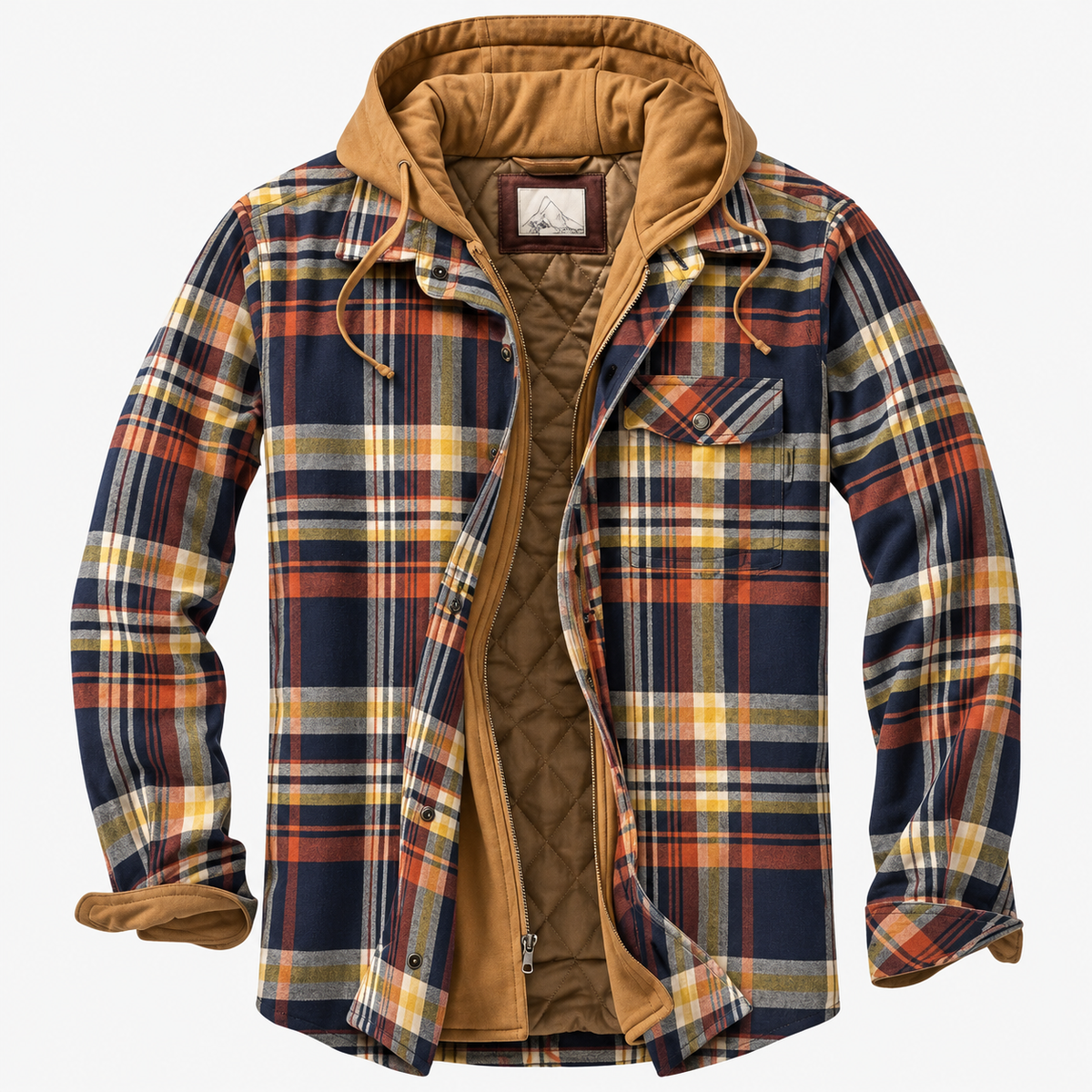 Ottavio Hooded Patchwork Plaid Shirt Jacket
