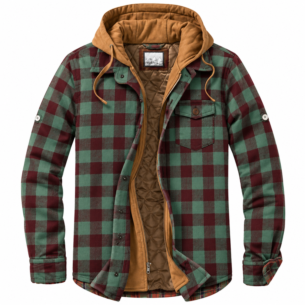 Ottavio Hooded Patchwork Plaid Shirt Jacket