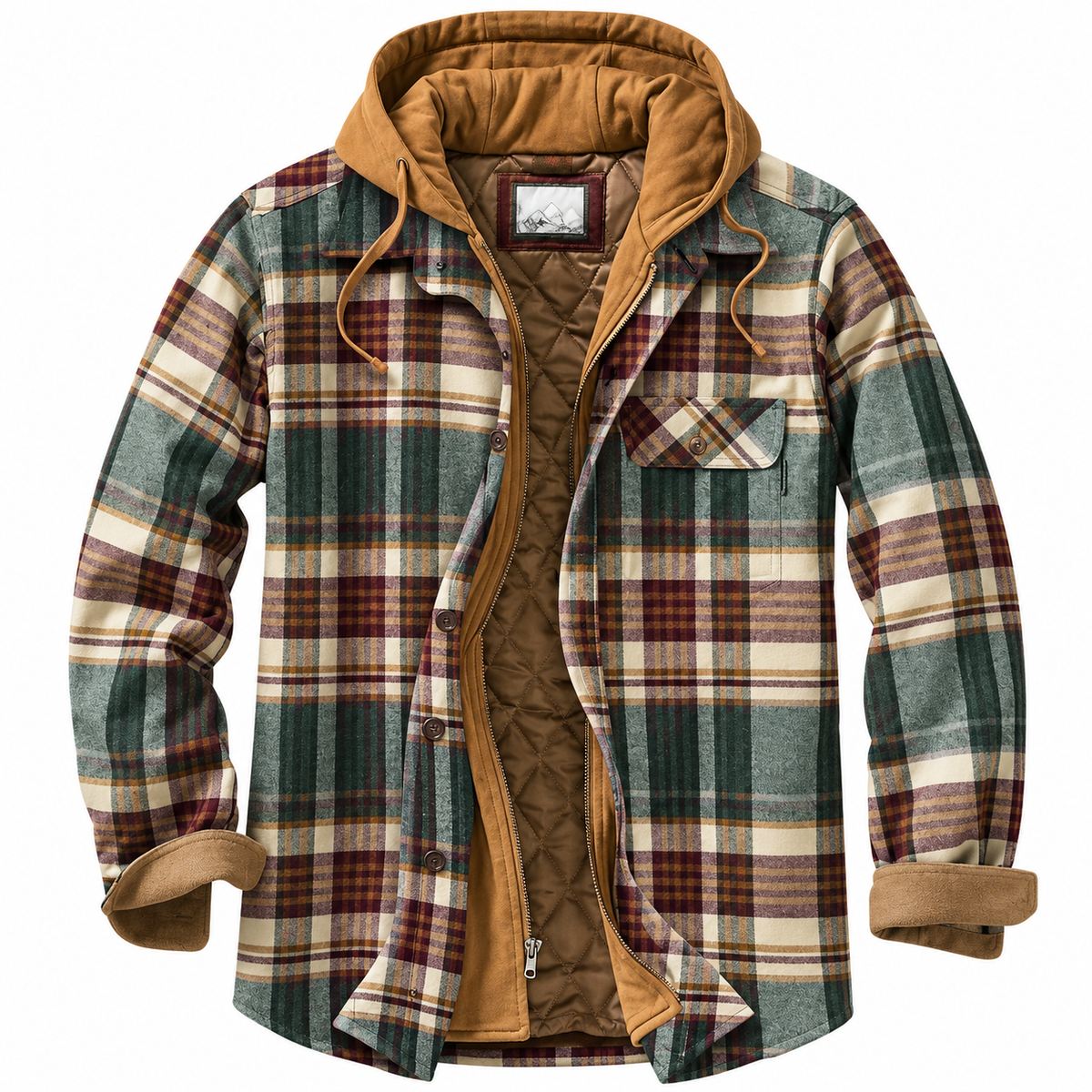 Ottavio Hooded Patchwork Plaid Shirt Jacket