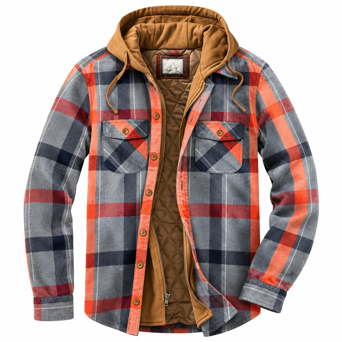 Ottavio Hooded Patchwork Plaid Shirt Jacket