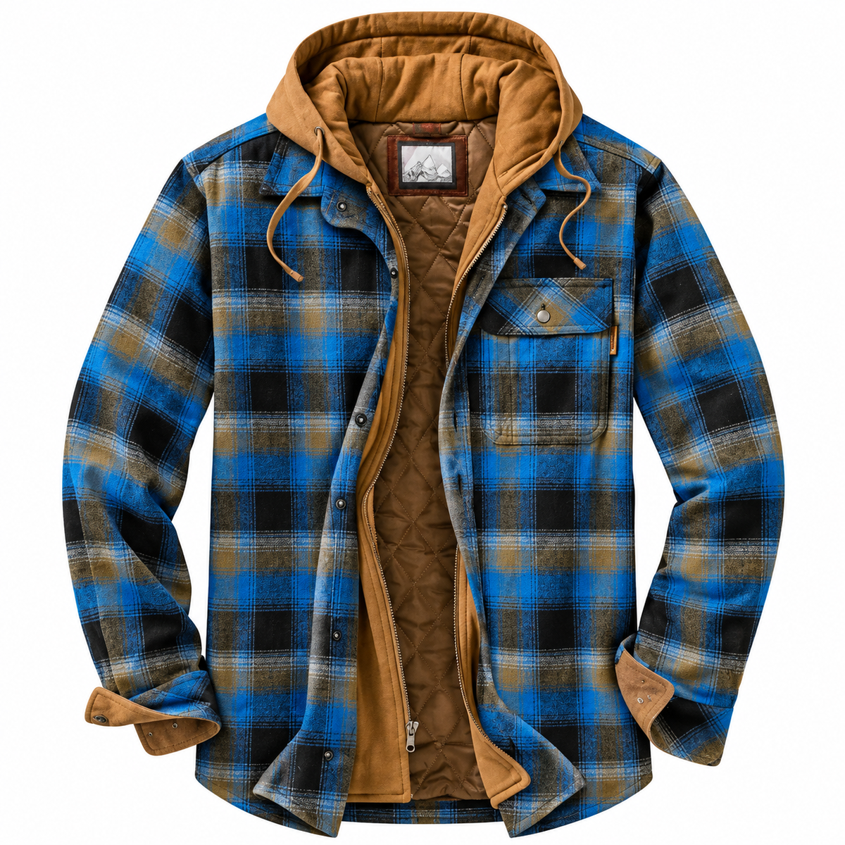 Ottavio Hooded Patchwork Plaid Shirt Jacket