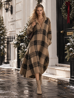 Gemma Plaid Knit Half-Zip Midi Dress