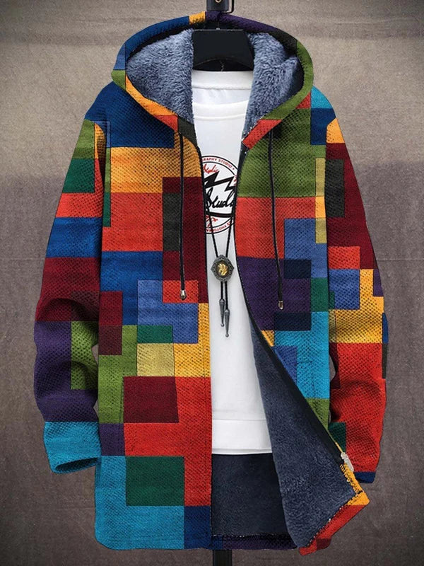 Federico patchwork hooded coat - Jewel Mosaic