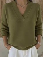 Liliana Relaxed V-Neck Sweater - Green