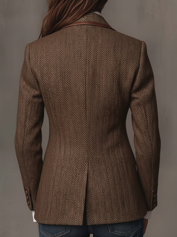 Francesca Herringbone Print-Panel Blazer