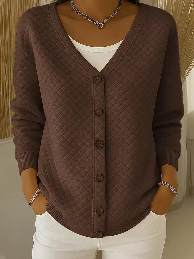 Ludovica Diamond-Quilted Cardigan - Brown