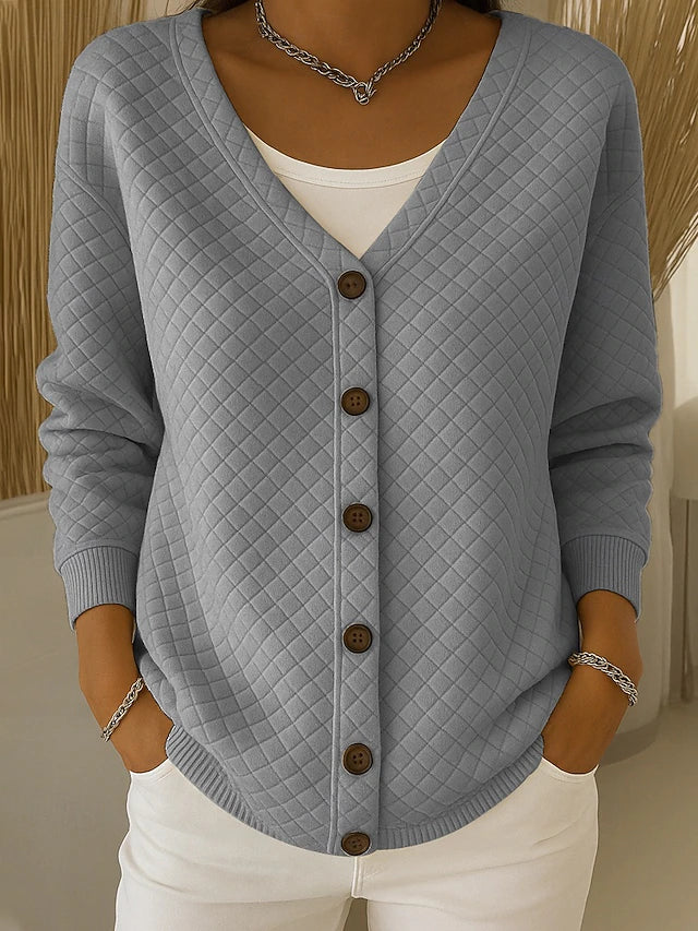 Ludovica Diamond-Quilted Cardigan - Gray