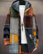 Federico patchwork hooded coat - Earth Patchwork