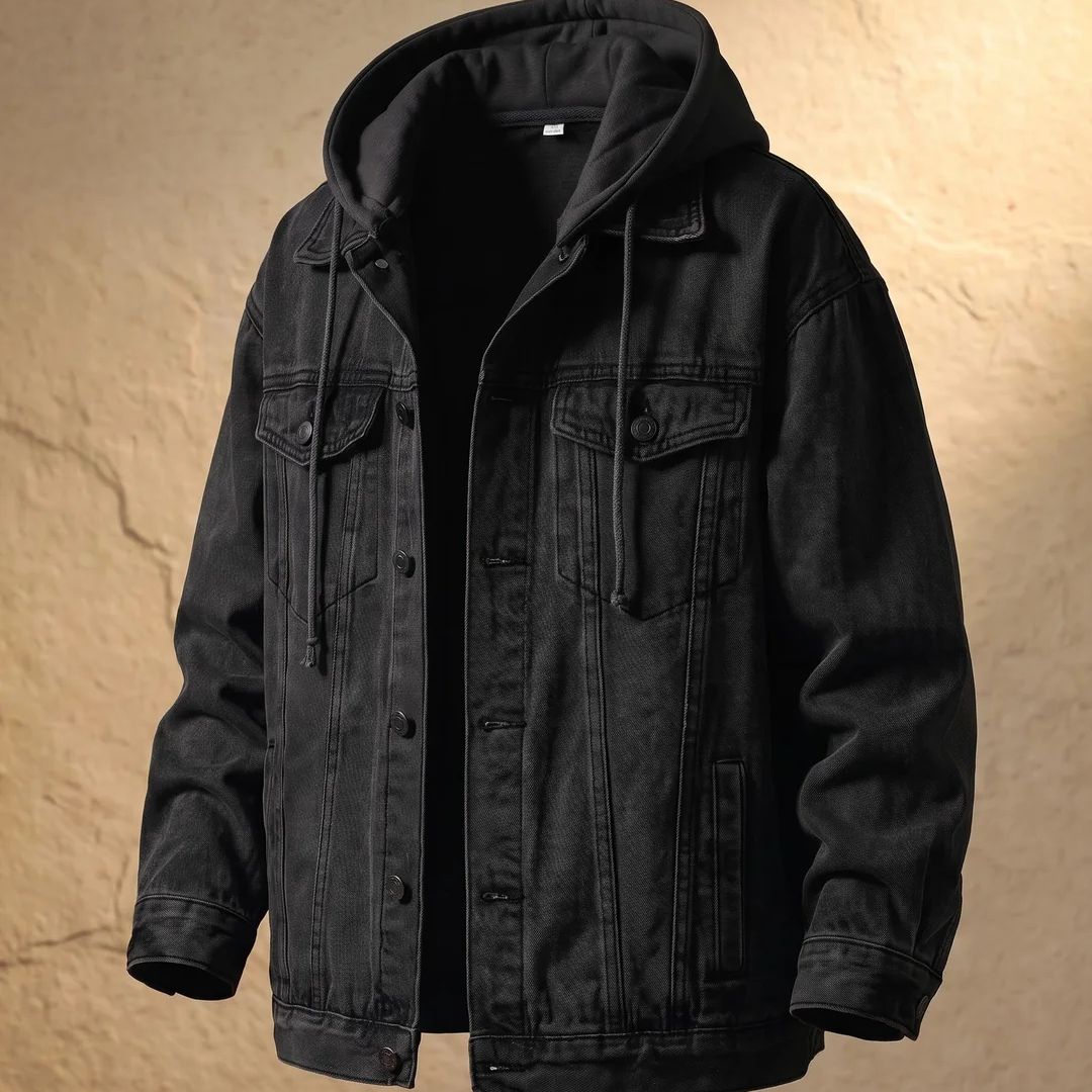 Massimo Hooded Washed Denim Jacket