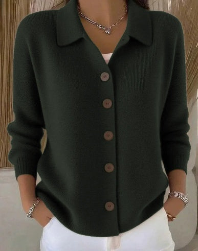 Viola Collared Button Cardigan - Green