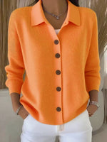 Viola Collared Button Cardigan - Orange