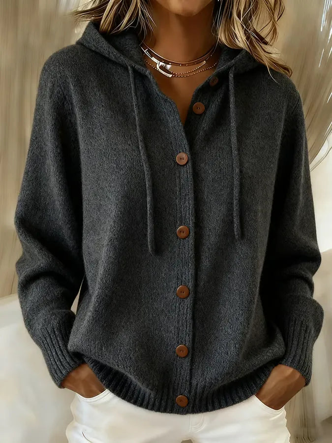 Alida Soft Hooded Cardigan - Black