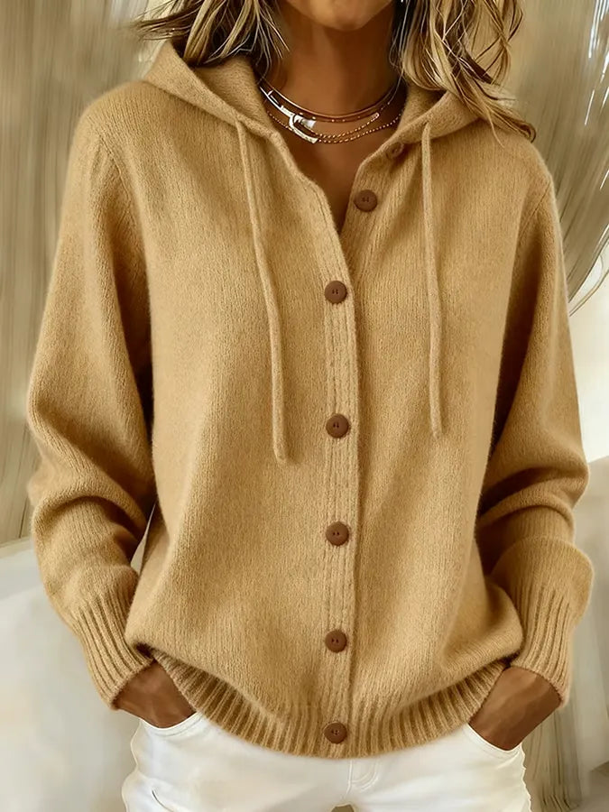 Alida Soft Hooded Cardigan - Khaki