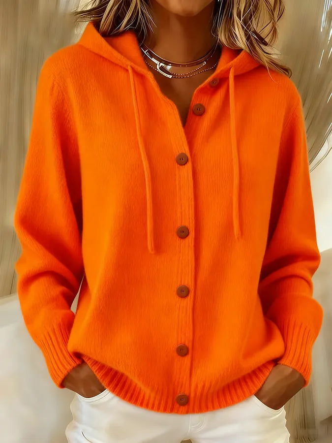 Alida Soft Hooded Cardigan - Orange
