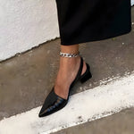 Elisa Pointed Block-Heel Slingbacks