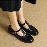 Vintage T-Strap Mary Jane Shoes - Black