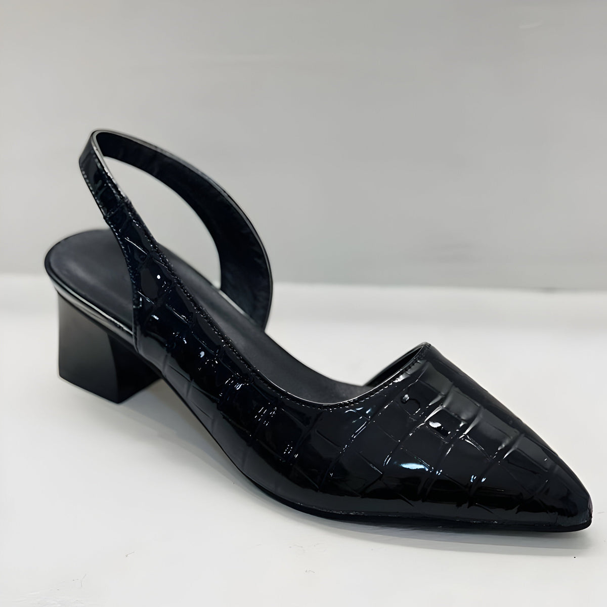 Elisa Pointed Block-Heel Slingbacks