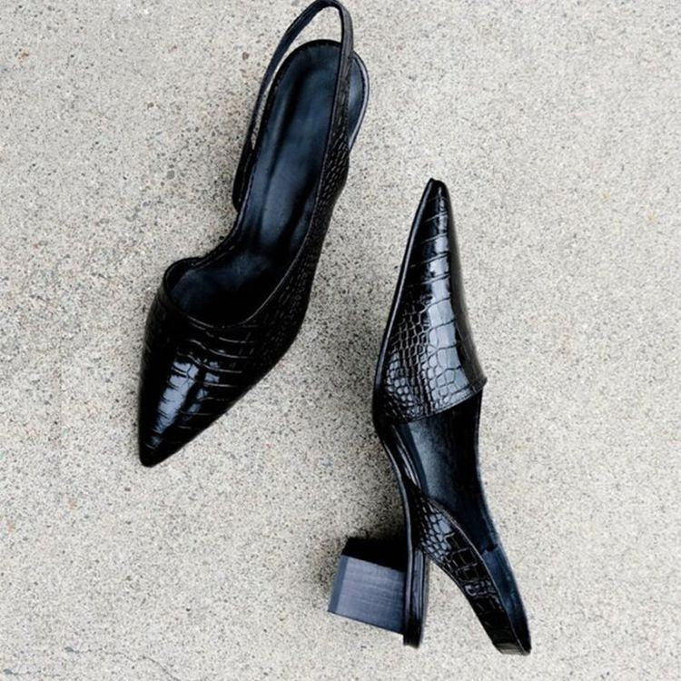 Elisa Pointed Block-Heel Slingbacks
