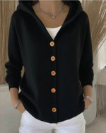 Ginevra Hooded Button Cardigan - Black