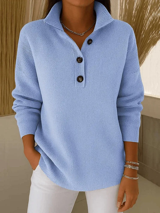 Dorotea Polo-Collar Sweater - Light Blue