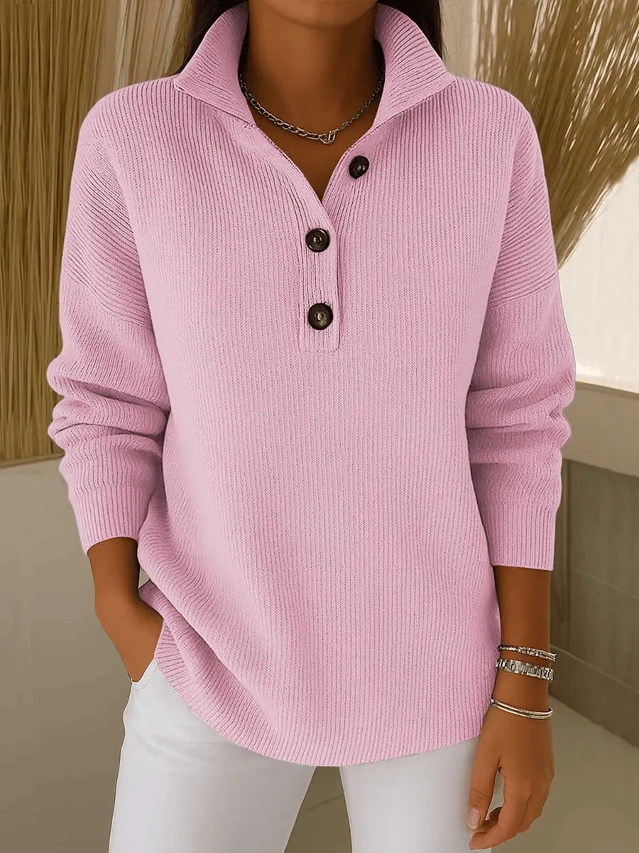 Dorotea Polo-Collar Sweater - Blush