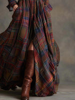 Jessica Belted Plaid Maxi Shirt Dress