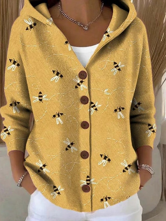 Ottavia Printed Hooded Cardigan - Yellow