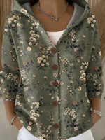 Ottavia Printed Hooded Cardigan - Dark Green