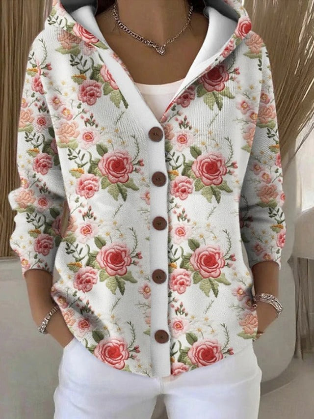 Ottavia Printed Hooded Cardigan - Pink