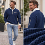 Waffle Knit Half-Zip Sweater