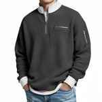 Waffle Knit Half-Zip Sweater - Charcoal