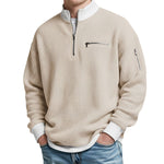 Waffle Knit Half-Zip Sweater - Beige