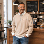 Waffle Knit Half-Zip Sweater