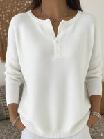 Ombretta Henley Button Sweater - White