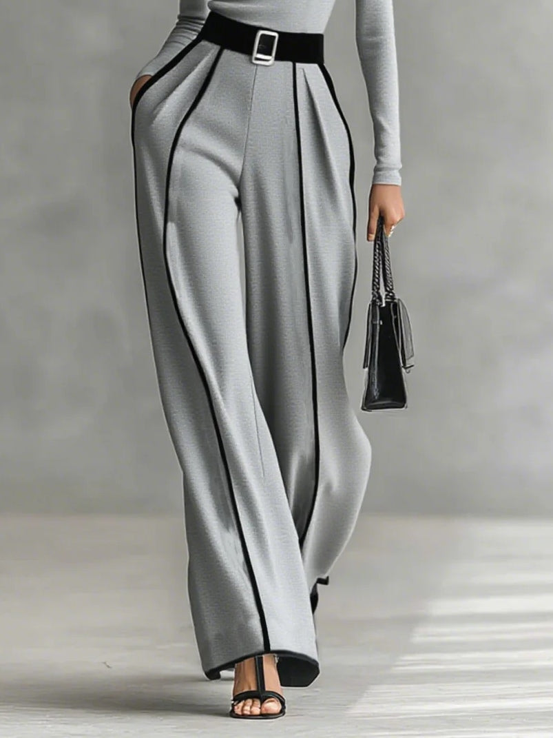 Angela turtleneck & wide pants set - gray