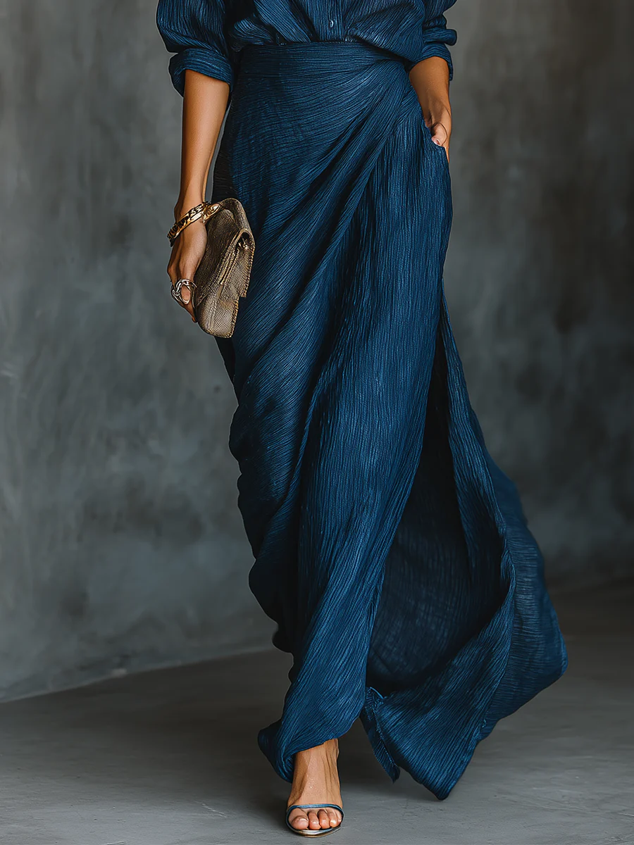 Chiara Fluid Shirt & Wrap Maxi Skirt Set