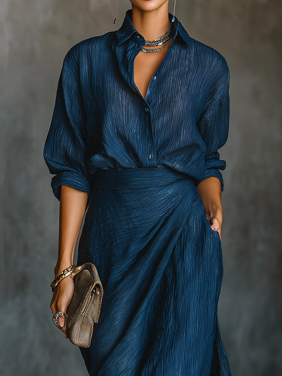 Chiara Fluid Shirt & Wrap Maxi Skirt Set