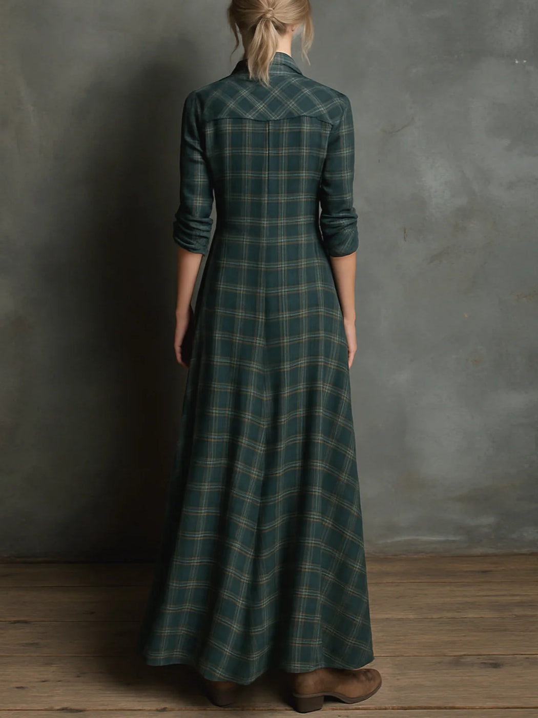 Emanuela Plaid Maxi Shirt Dress