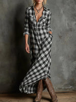 Emanuela Plaid Maxi Shirt Dress