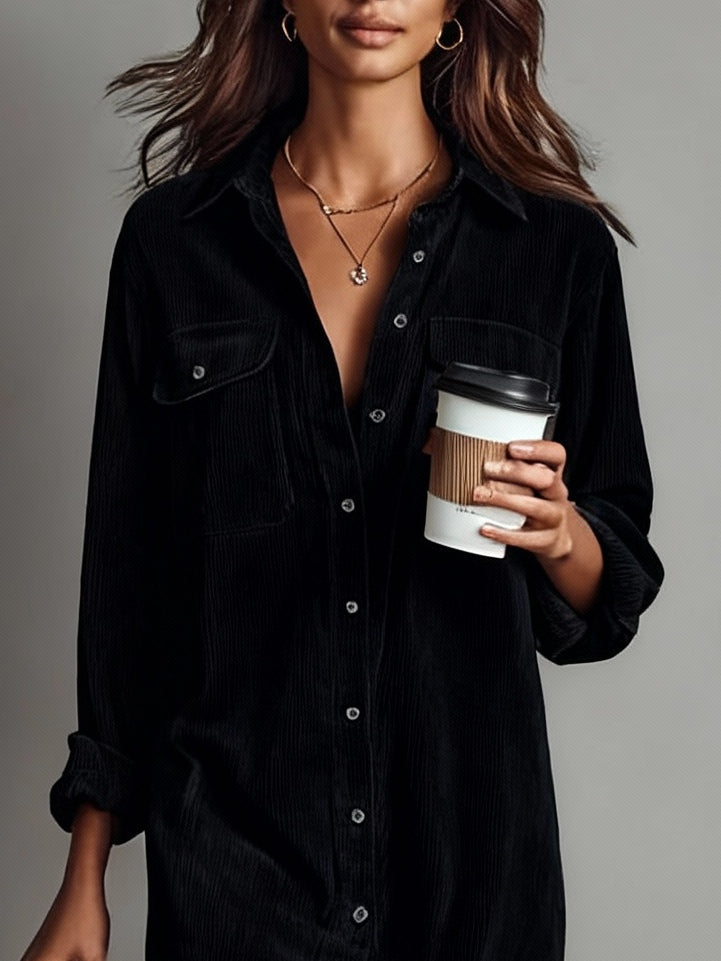 Rosaria suede-look midi shirt dress - black
