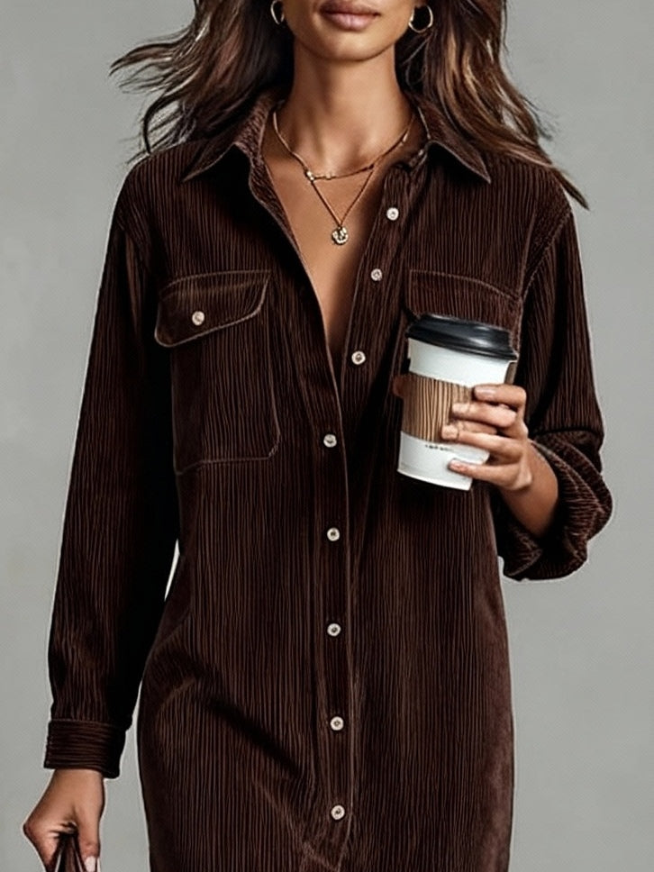 Rosaria suede-look midi shirt dress - dark brown